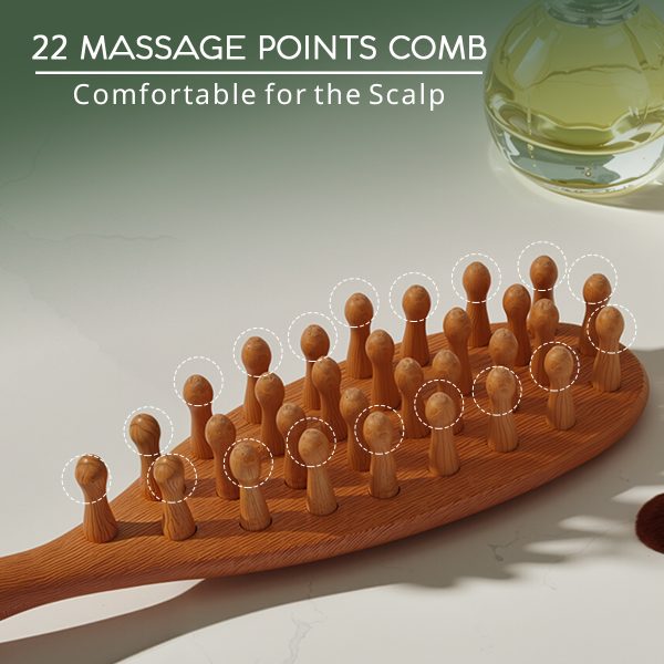 Wooden Scalp Massage Comb - Sandalwood Head Massager Tool, Gua Sha Brush for Women Men Hair Growth - 图片 5