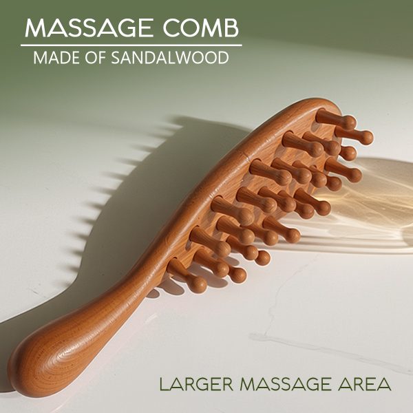 Wooden Scalp Massage Comb - Sandalwood Head Massager Tool, Gua Sha Brush for Women Men Hair Growth - 图片 4