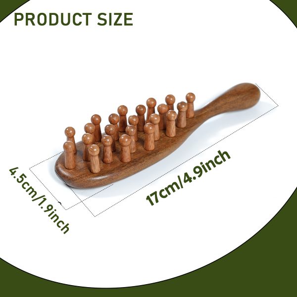 Wooden Scalp Massage Comb - Sandalwood Head Massager Tool, Gua Sha Brush for Women Men Hair Growth - 图片 6