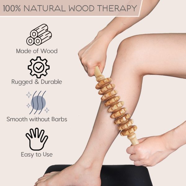 Wood Therapy Massage Tools for Fascial Massage, Cellulite, and Sore Muscles - Multi-Functional Massage Roller Stick for Legs and Back Muscle Recovery - 图片 2