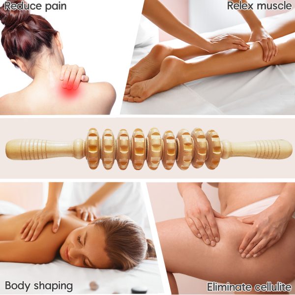 Wood Therapy Massage Tools for Fascial Massage, Cellulite, and Sore Muscles - Multi-Functional Massage Roller Stick for Legs and Back Muscle Recovery - 图片 5