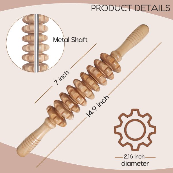 Wood Therapy Massage Tools for Fascial Massage, Cellulite, and Sore Muscles - Multi-Functional Massage Roller Stick for Legs and Back Muscle Recovery - 图片 4