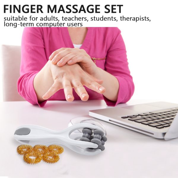 Finger Massager with 5 Pcs Acupressure Massage Rings for Finger, Finger Joint Massage Tools for Arthritis, Stress & Pain Relief - 图片 6